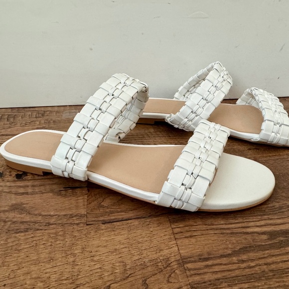 New Stuart Weitzman Venice Slide Weaved Leather White Women's Size 10 - Picture 1 of 6